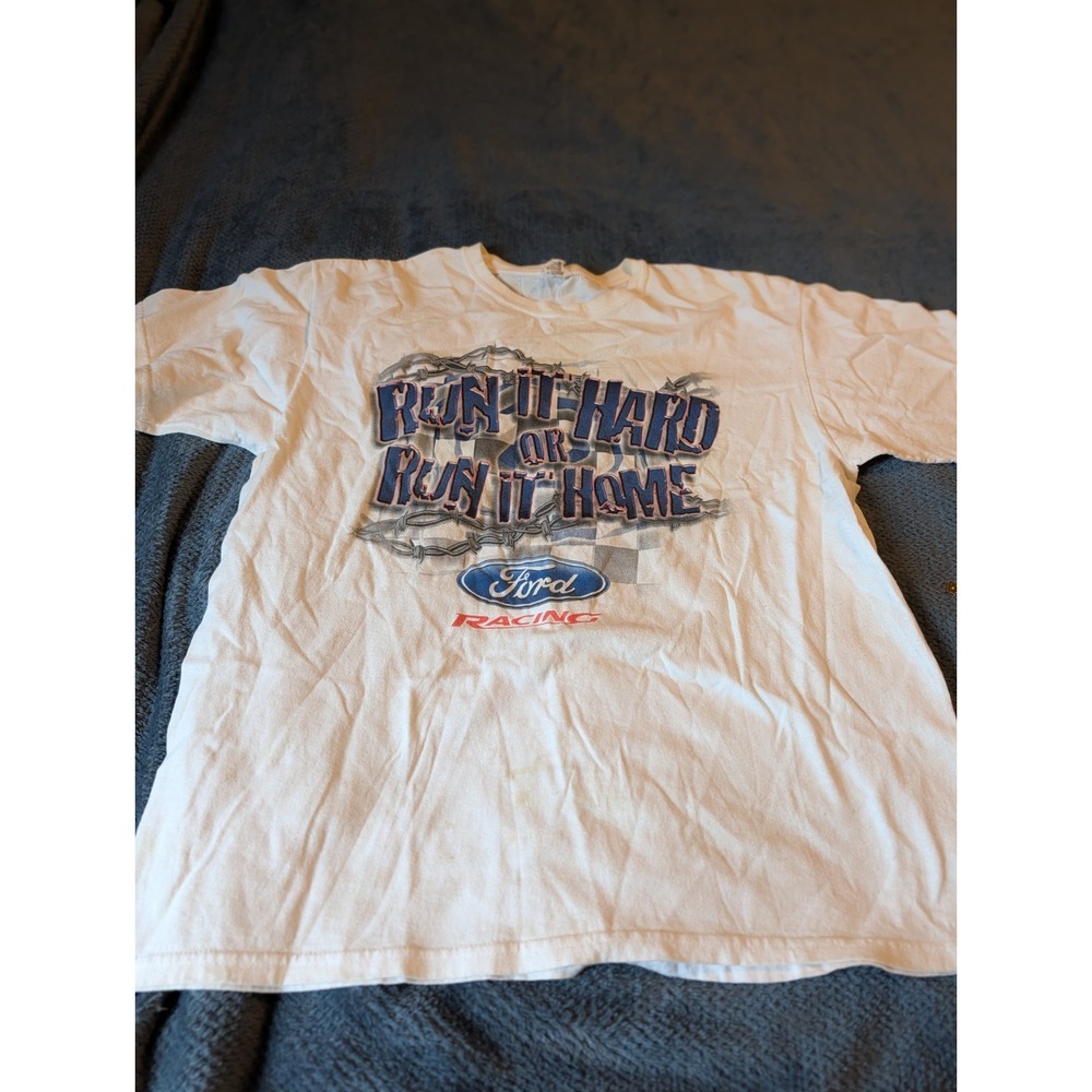 Vintage  Y2K‎ Ford Racing Barbed Wire T Shirt White Size XL